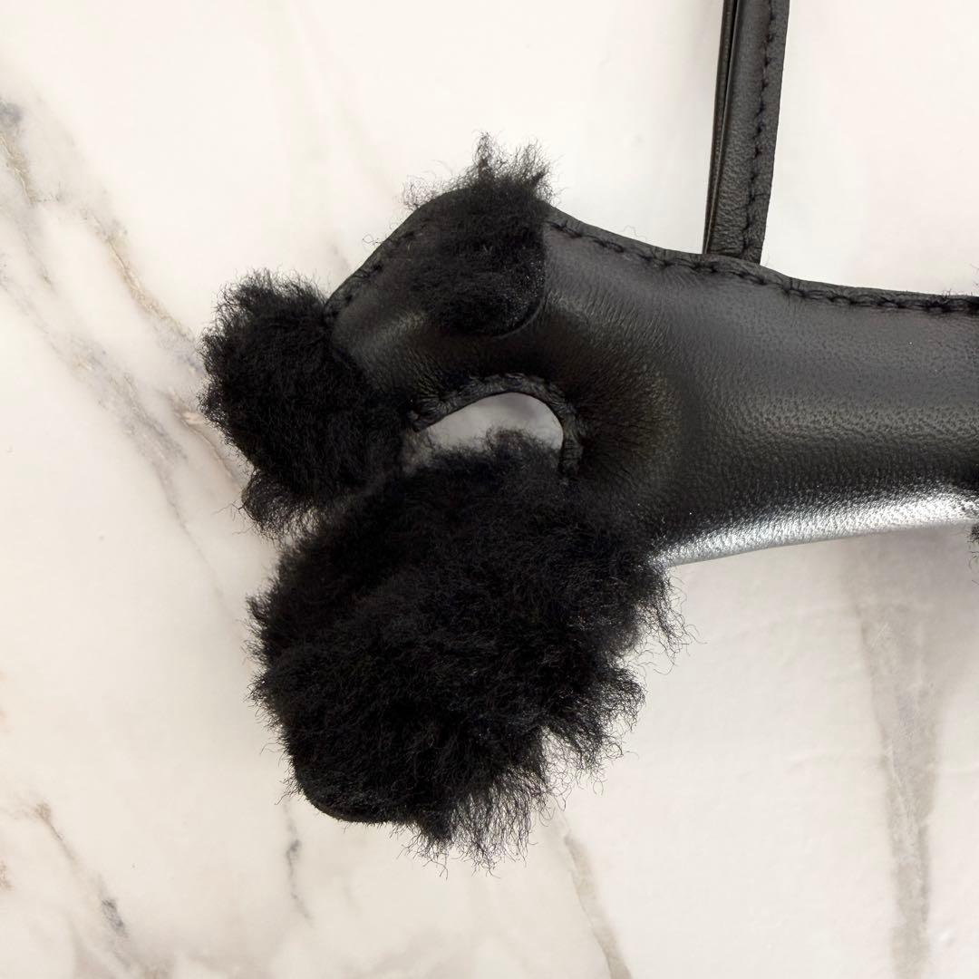 【新品未使用】エルメス バディ チャーム ブラック ムートン W刻印