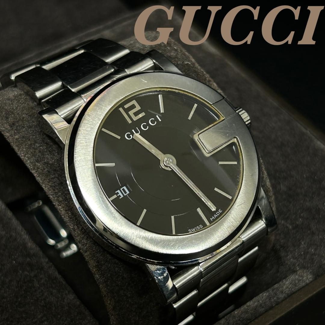 稼動品 グッチ GUCCI メンズ 腕時計 101J ブラック文字盤 クォーツ