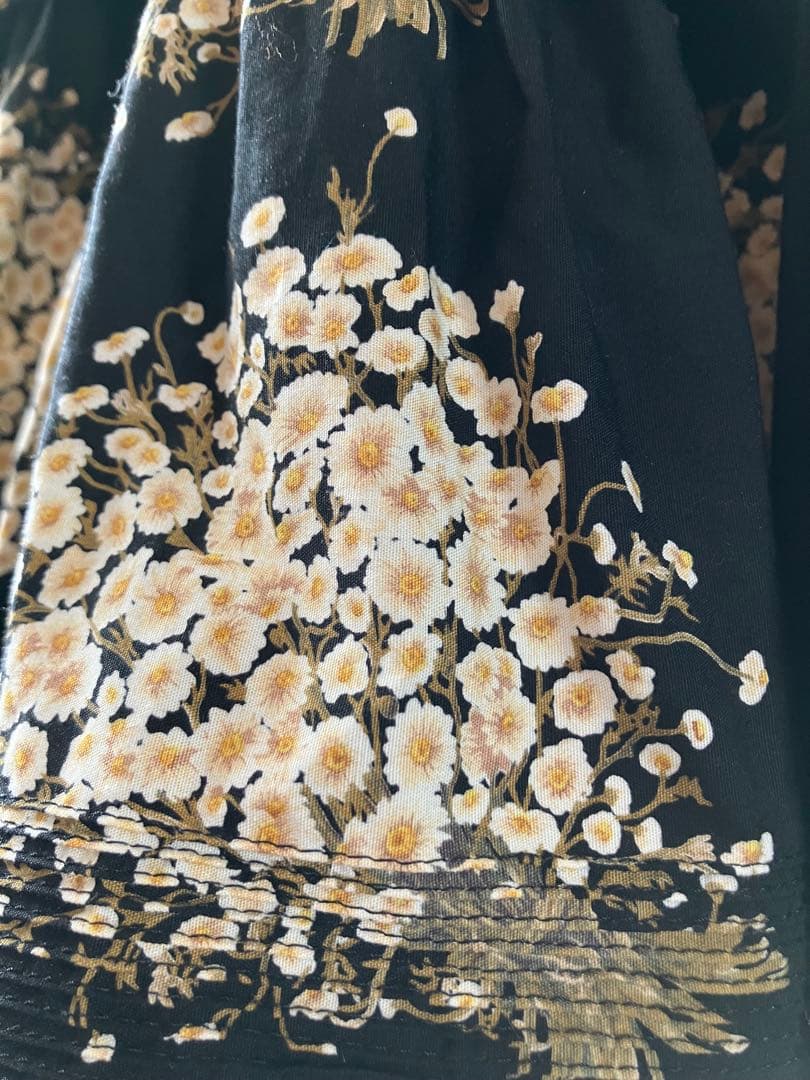 PINK HOUSE ピンクハウス 花柄段々フリルワンピース ブラック ベルト付