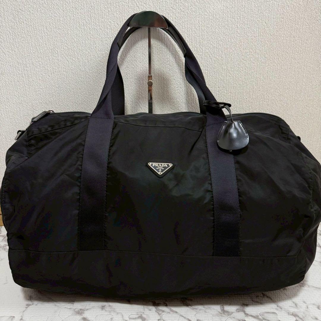 プラダ　三角ロゴ　ナイロン　ボストンバッグ　2way　ブラック
