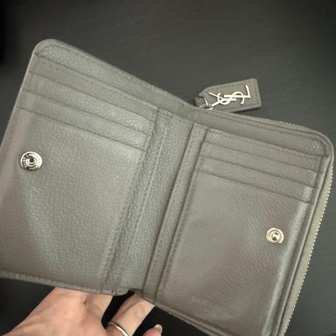 SAINT LAURENT グレー 二つ折り財布