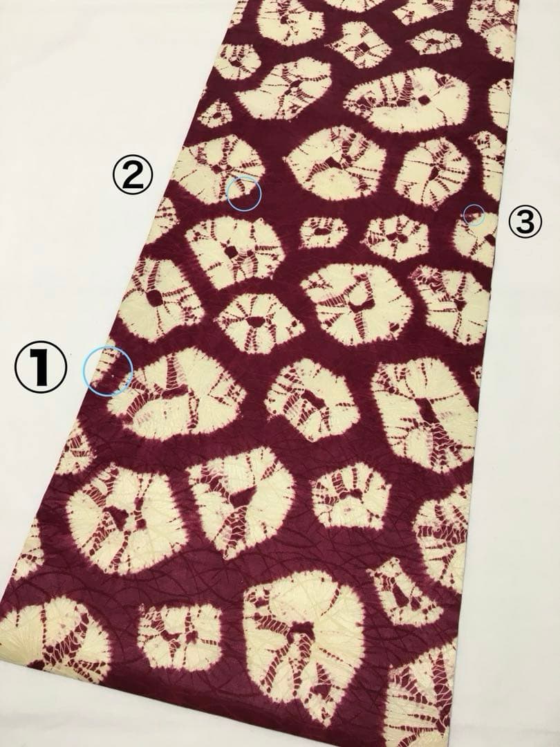 手蜘蛛絞り【名古屋帯】正絹　赤紫色　訳あり商品