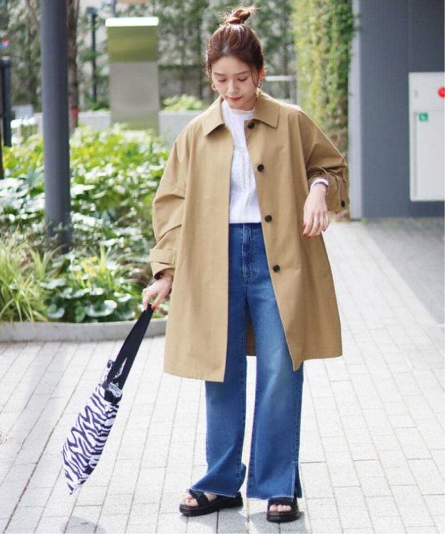 【美品】ステンカラーコート ハイカウントワイドステンカラーコート