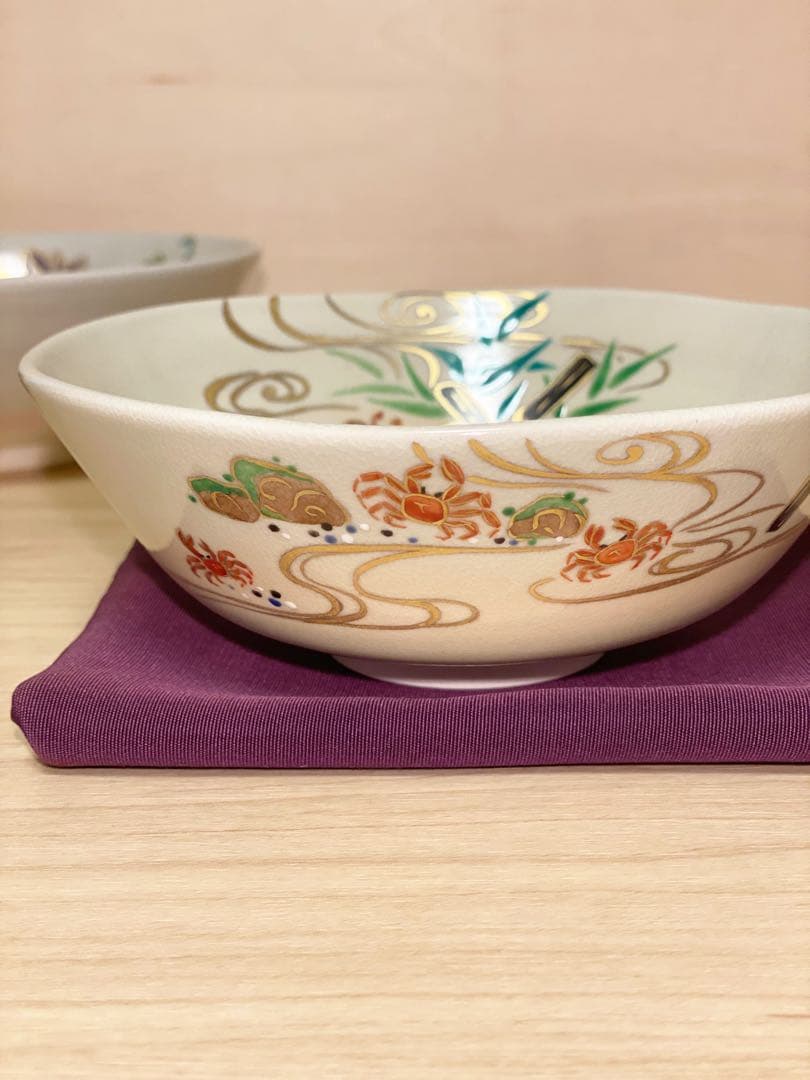 抹茶茶碗　'御本　色絵　沢蟹　' 京焼作家　茶道具