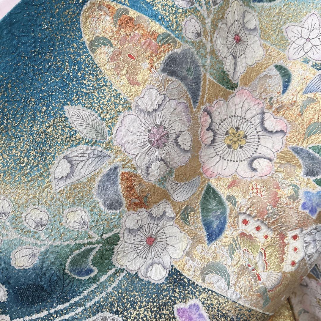 振袖のみ　辻ヶ花　本加工　華やか　水色　金彩加工　成人式　二十歳　p4