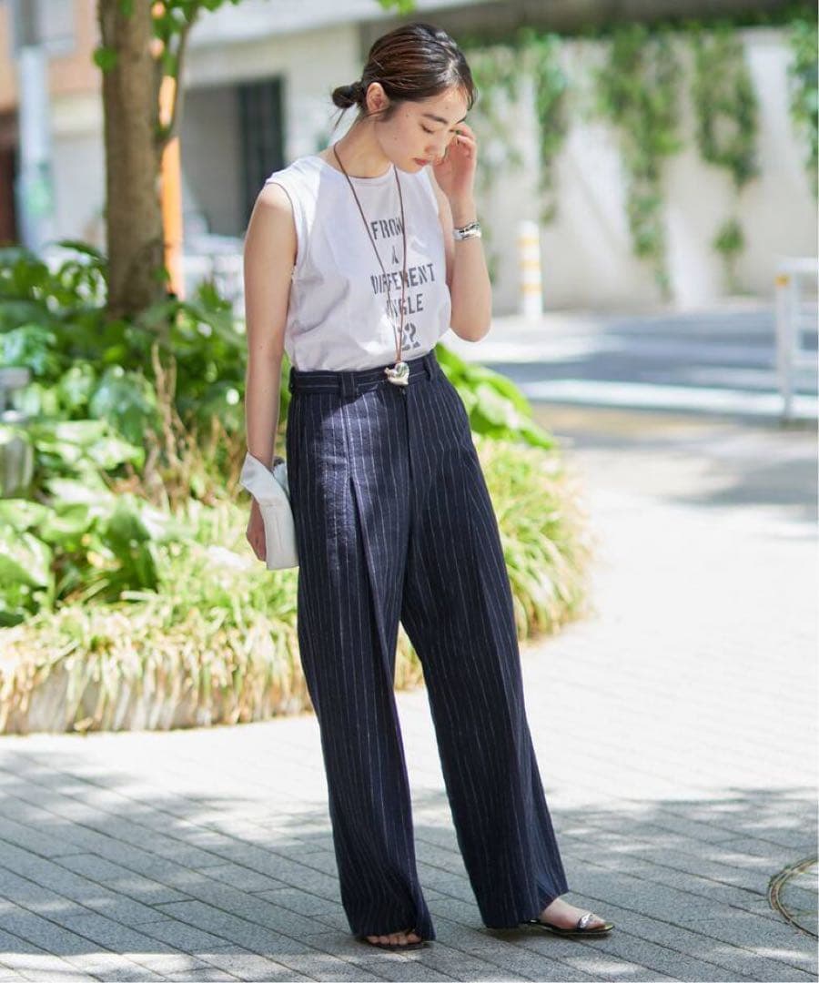 極美品 Plage プラージュOne Tuck Wide パンツ リネンコットン