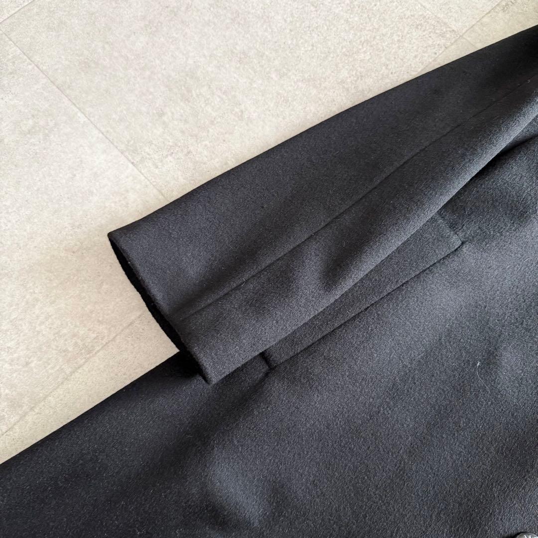 バルマン　ロングコート　カシミヤ混　アンゴラ混　ミンク襟　黒　9