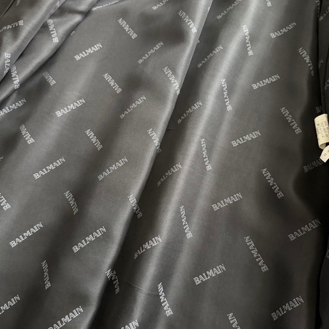 バルマン　ロングコート　カシミヤ混　アンゴラ混　ミンク襟　黒　9