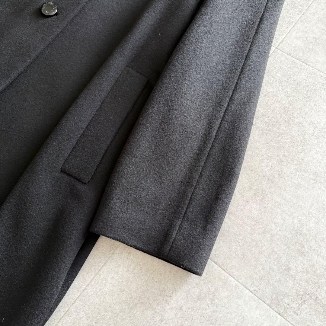 バルマン　ロングコート　カシミヤ混　アンゴラ混　ミンク襟　黒　9