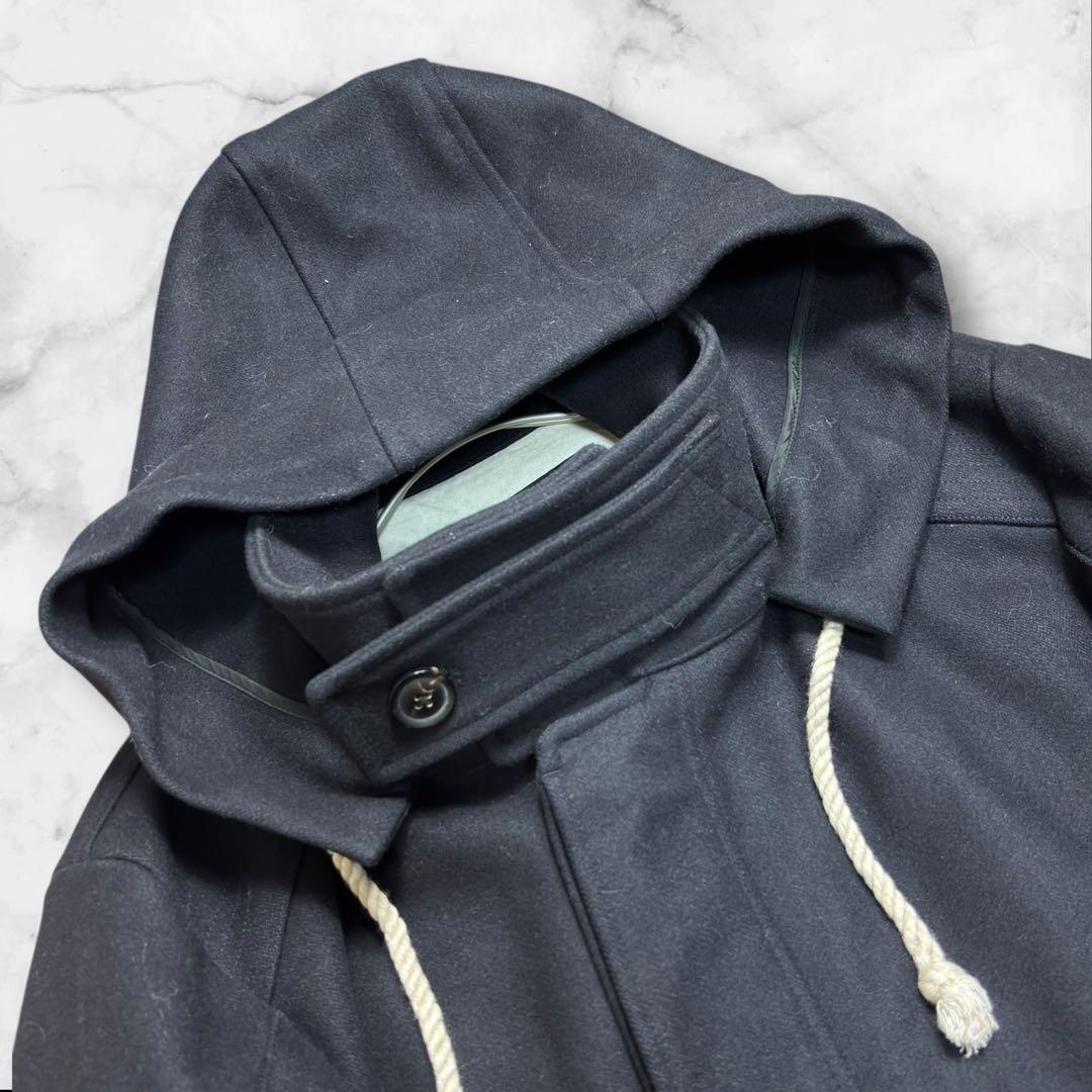 美品✨08sircus ゼロエイトサーカス メルトン フーデットコート ブラック