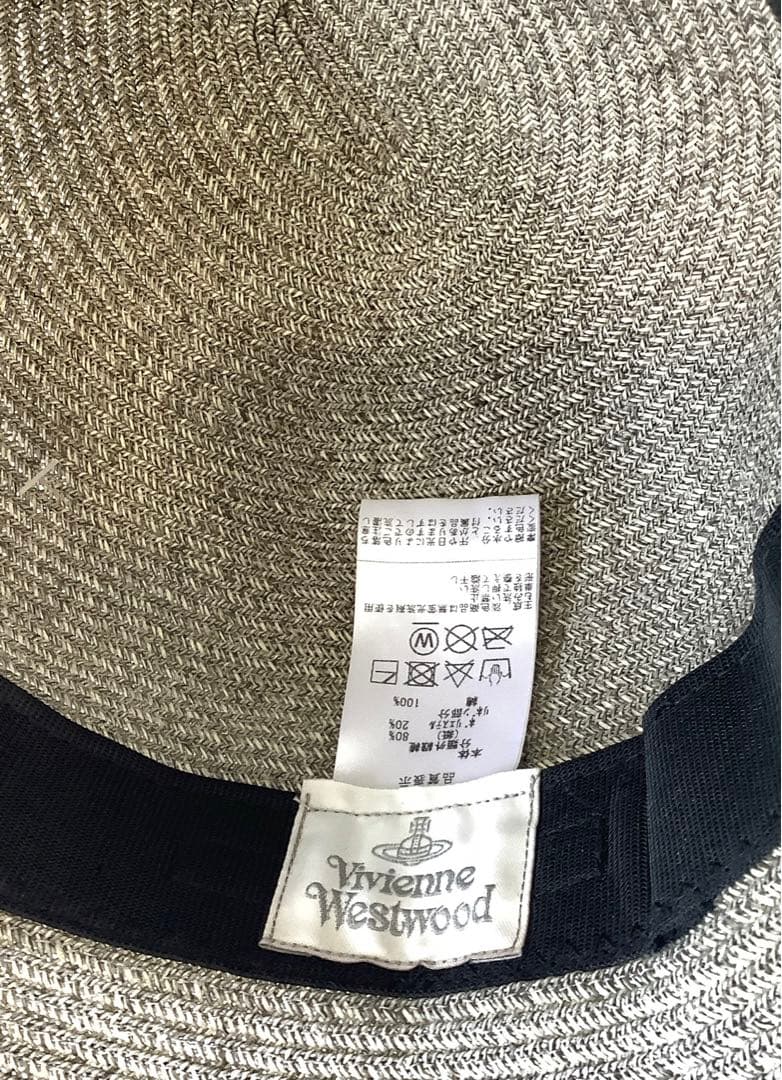 新品★ヴィヴィアンウエストウッド★洗えるツバ広ハット★麦わら帽子クロッシェ日本製