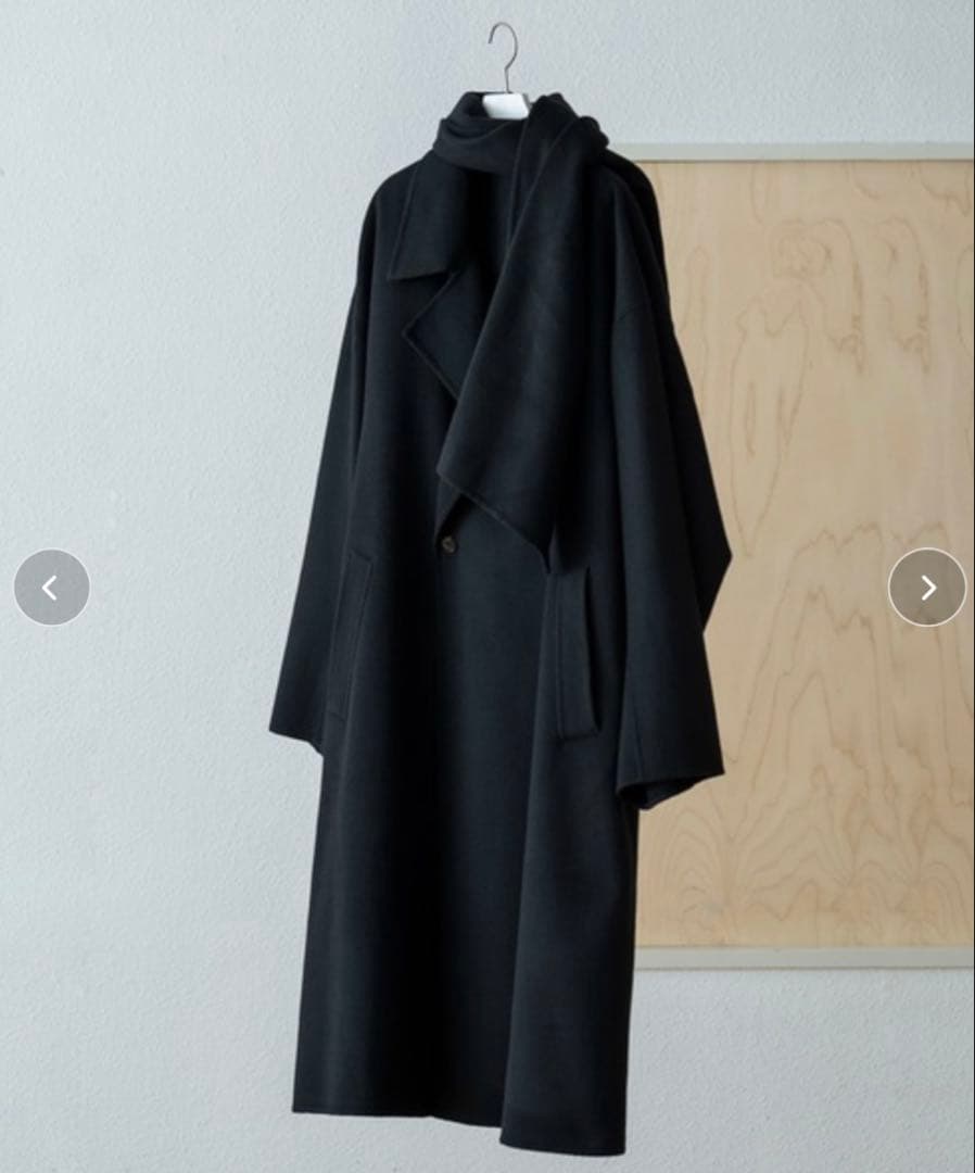 アダムエロペ　メリノウール ダブルフェイス セミダブルコート マフラー付き　L