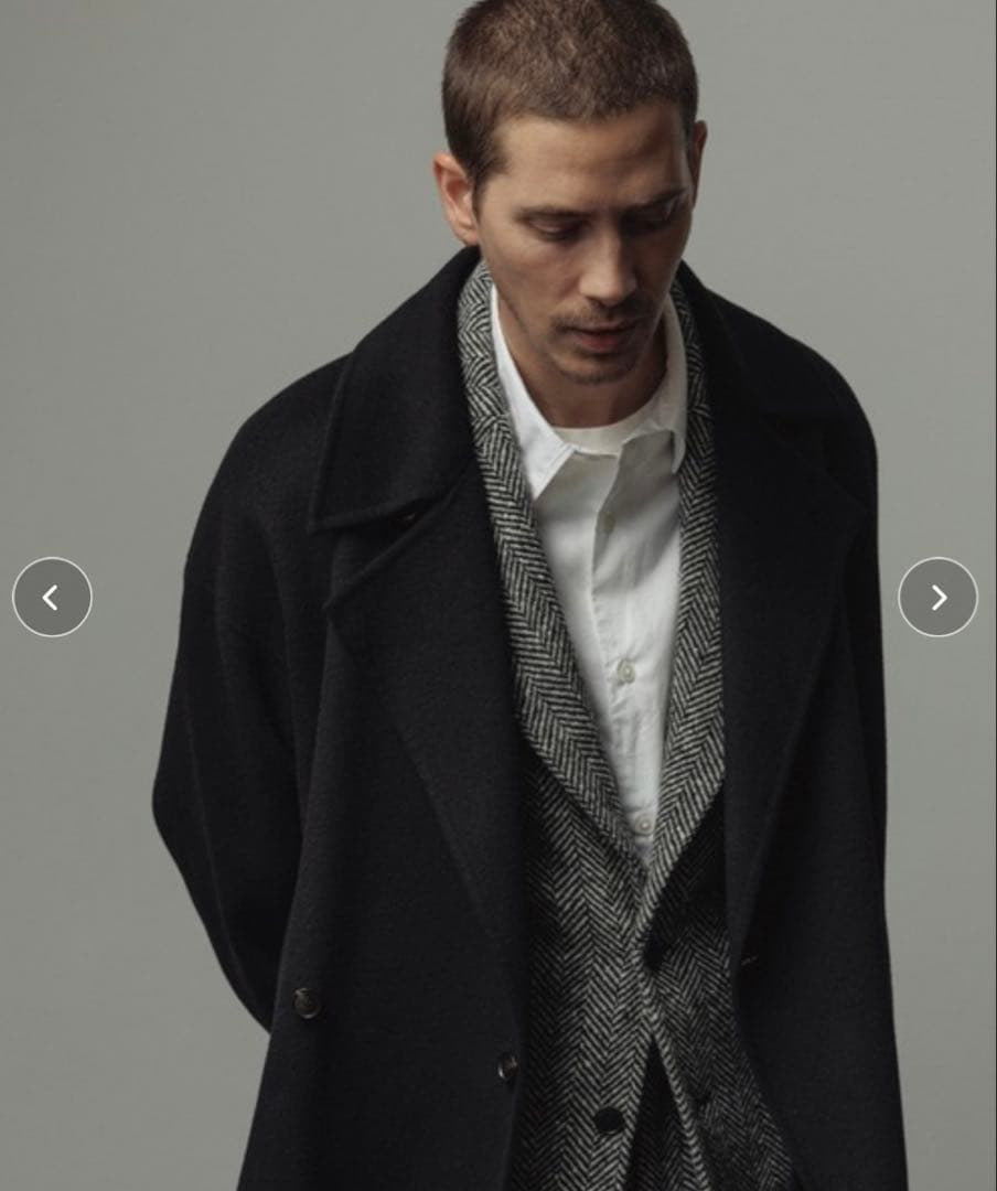 アダムエロペ　メリノウール ダブルフェイス セミダブルコート マフラー付き　L