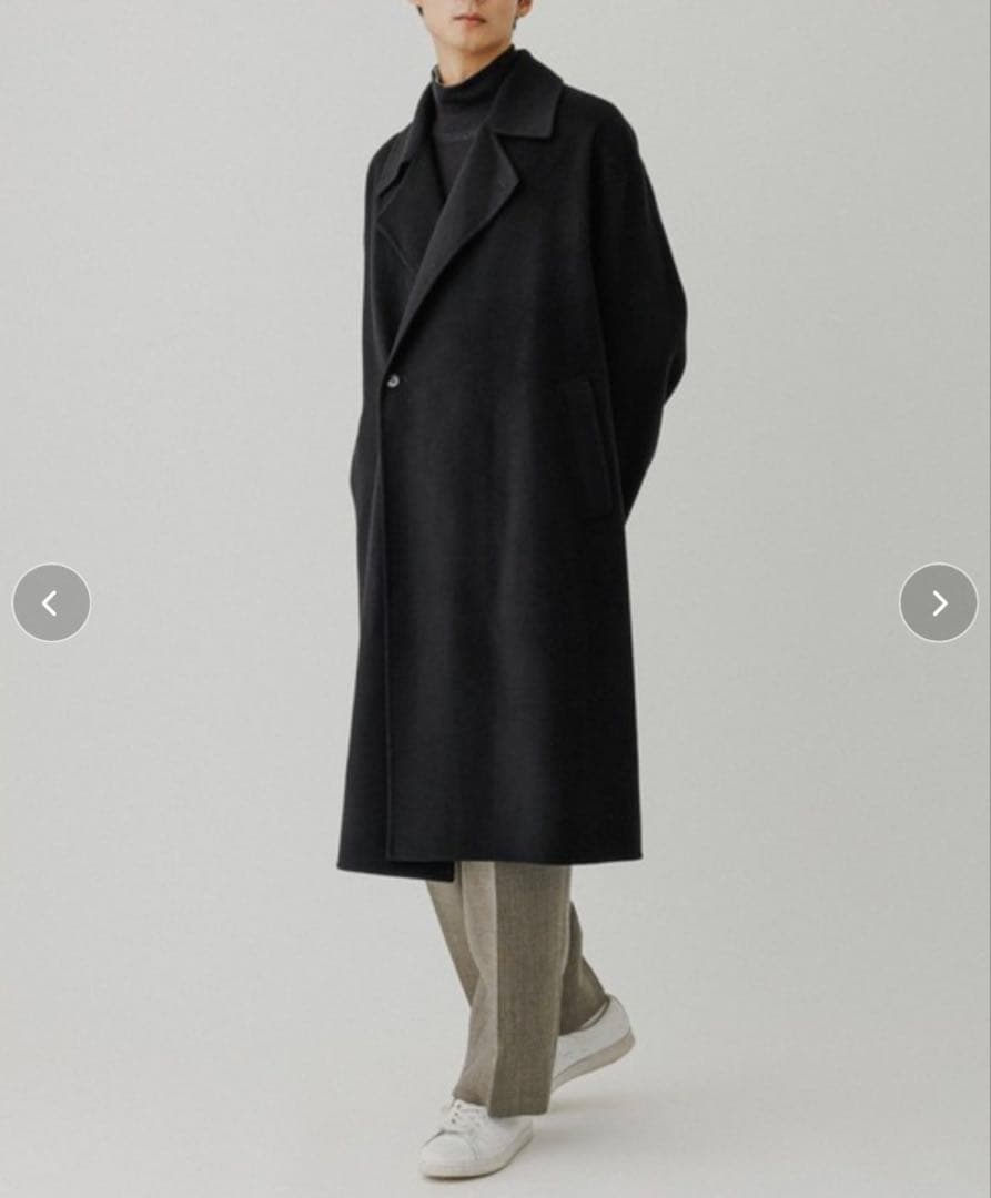 アダムエロペ　メリノウール ダブルフェイス セミダブルコート マフラー付き　L