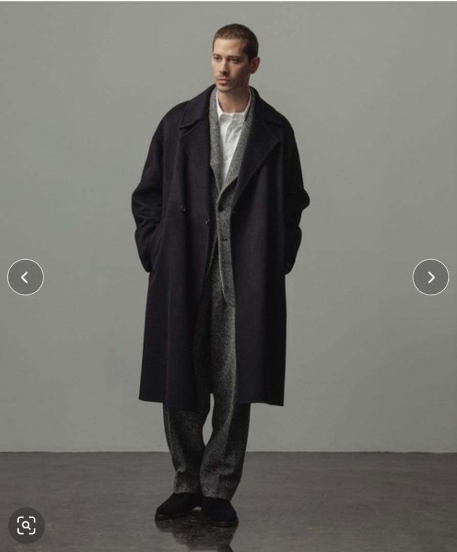 アダムエロペ　メリノウール ダブルフェイス セミダブルコート マフラー付き　L