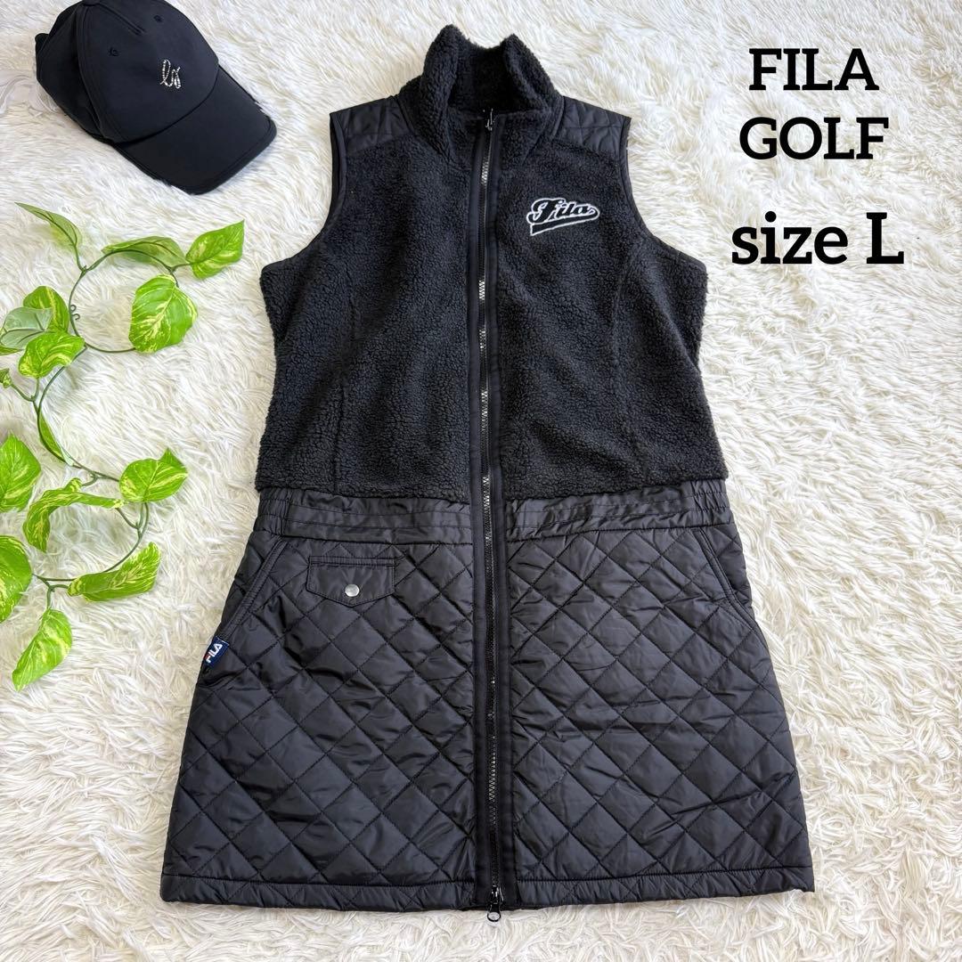 【フィラゴルフ】美品 ワンピース ボア キルティング ブラック L レディース