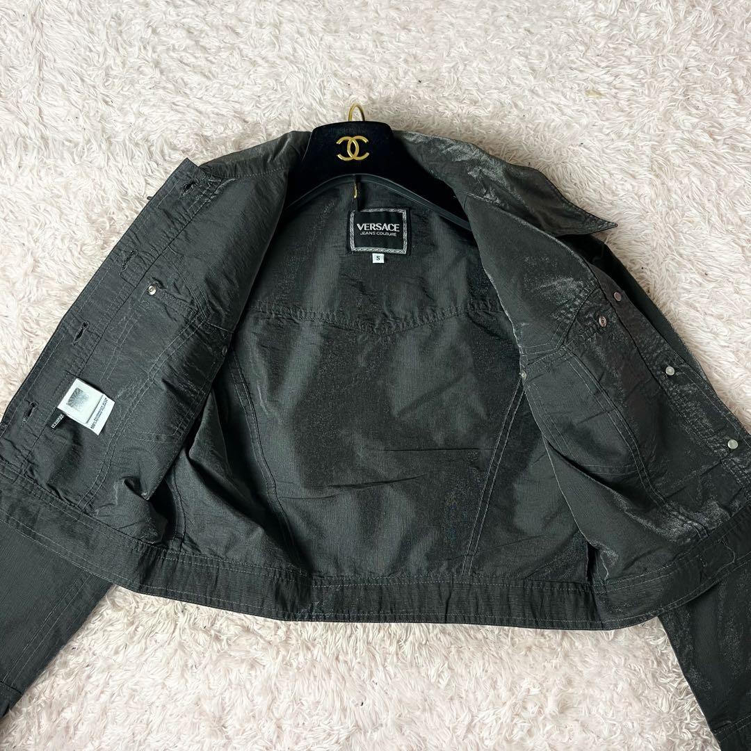 ヴェルサーチ デニムジャケット メデューサボタン ロゴ ブラック 黒 M