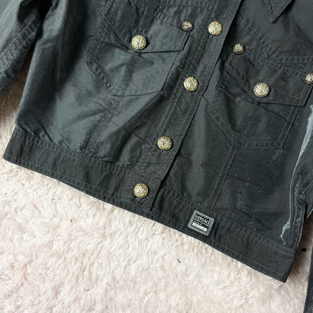 ヴェルサーチ デニムジャケット メデューサボタン ロゴ ブラック 黒 M