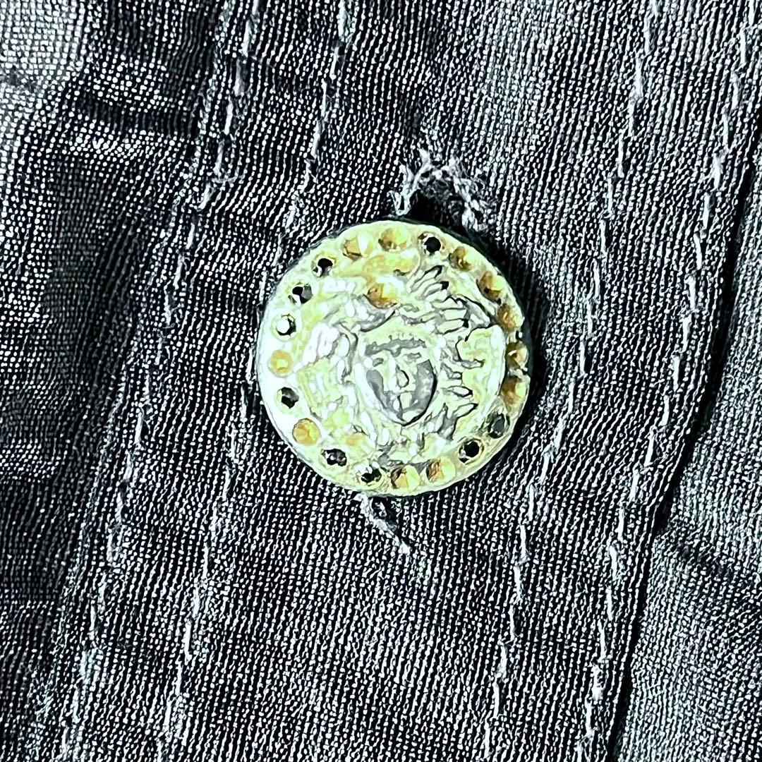 ヴェルサーチ デニムジャケット メデューサボタン ロゴ ブラック 黒 M