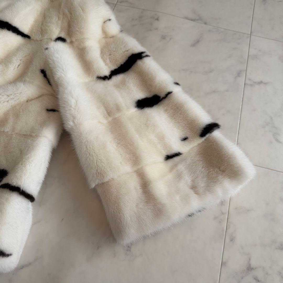 近年物★コペンハーゲン パールミンク クロップド丈 ファーコート 毛皮 横段軽量