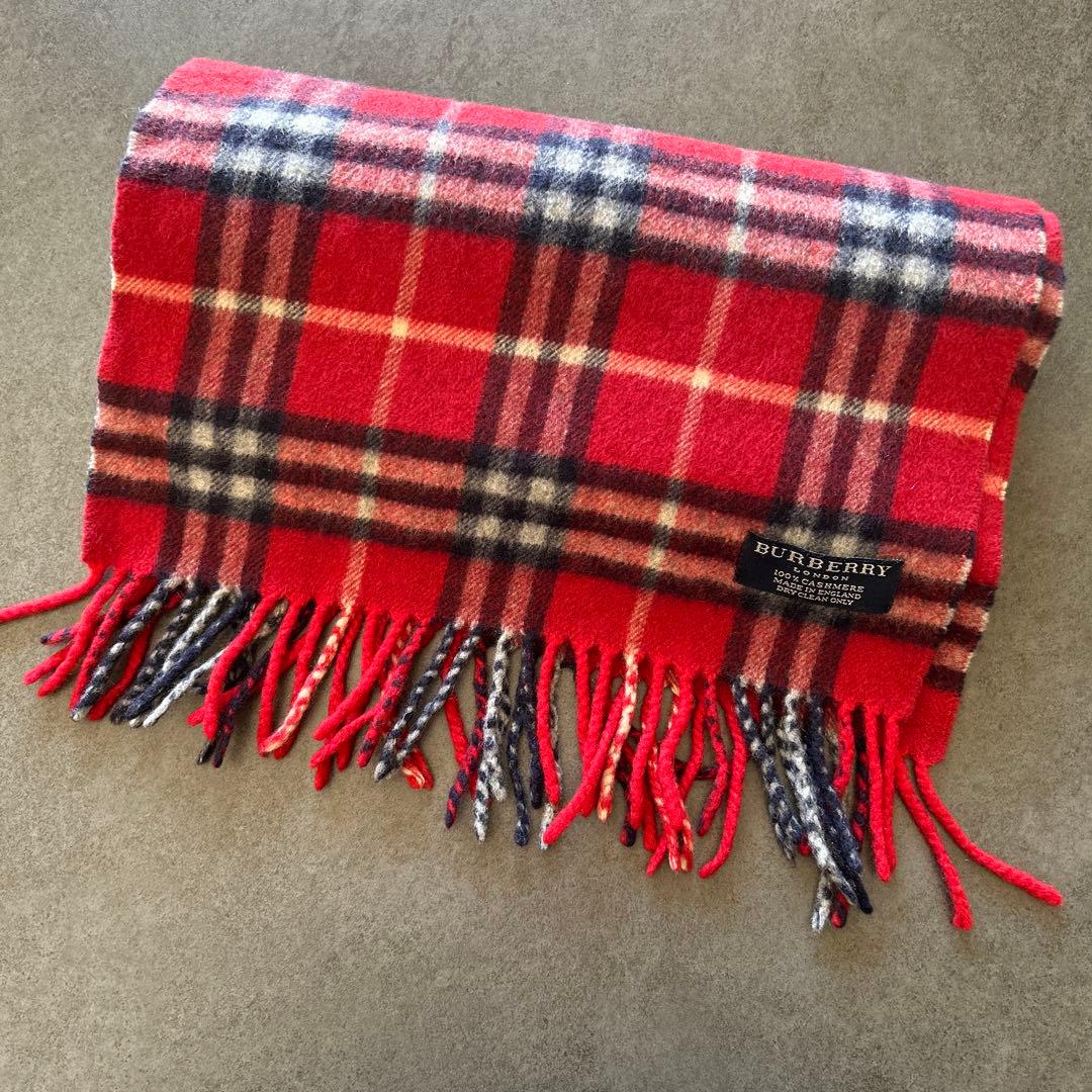 Burberryカシミヤマフラー【赤】