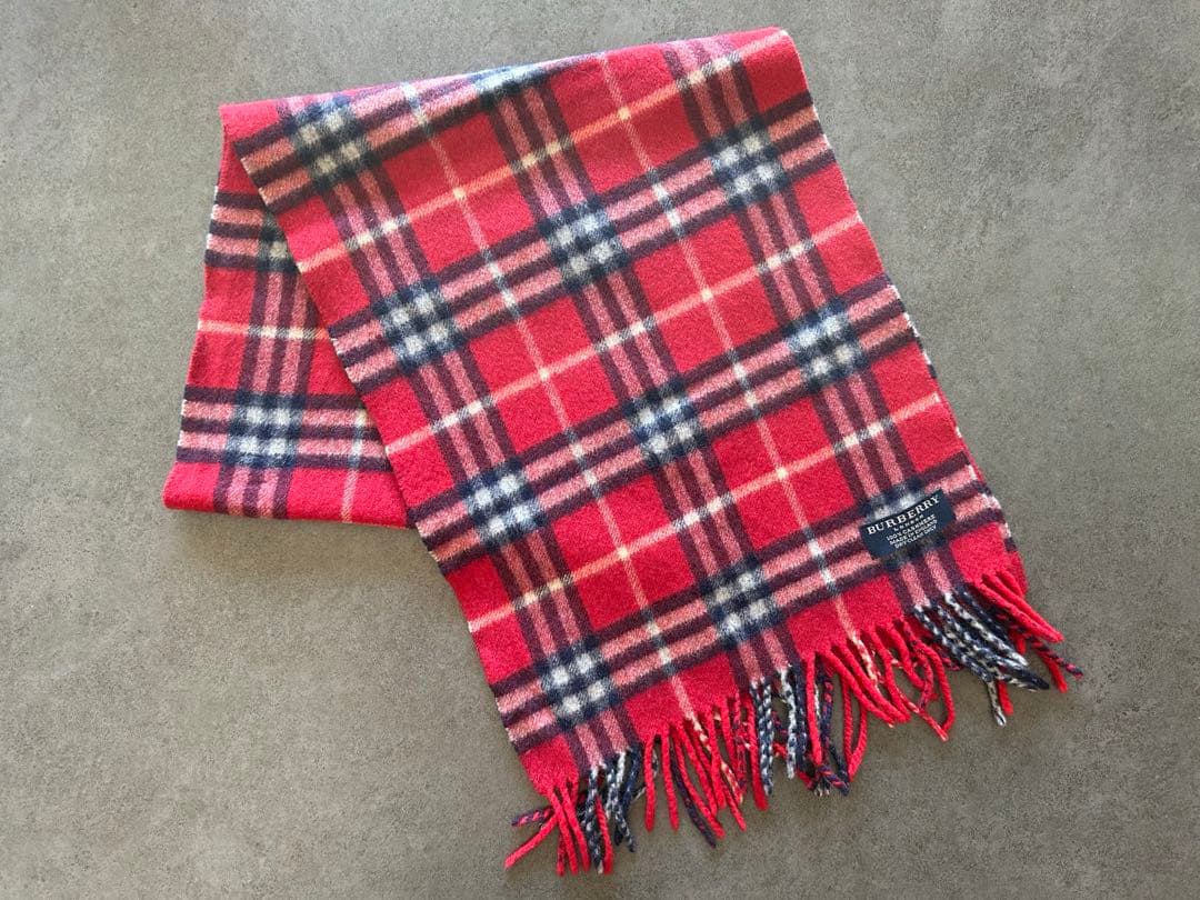Burberryカシミヤマフラー【赤】