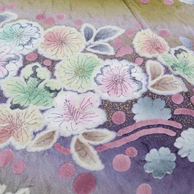 新品 仕付糸付 湯谷文雄落款 辻が花 袷 着物“花咲く夢幻の流れ”訪問着R+20