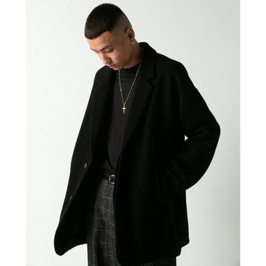 良品 定価70400円 COOTIE ウールモッサ チェスターコート ブラックM