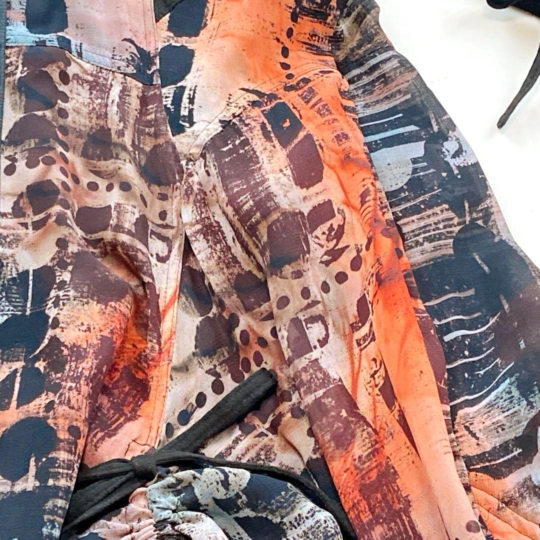 美品 エイココンドウ ロングコート ダブルジップ リボン ギャザー