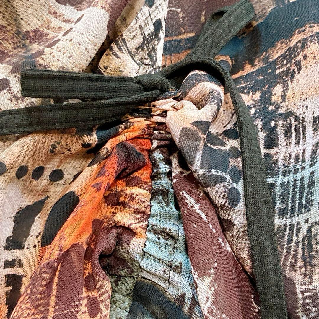 美品 エイココンドウ ロングコート ダブルジップ リボン ギャザー