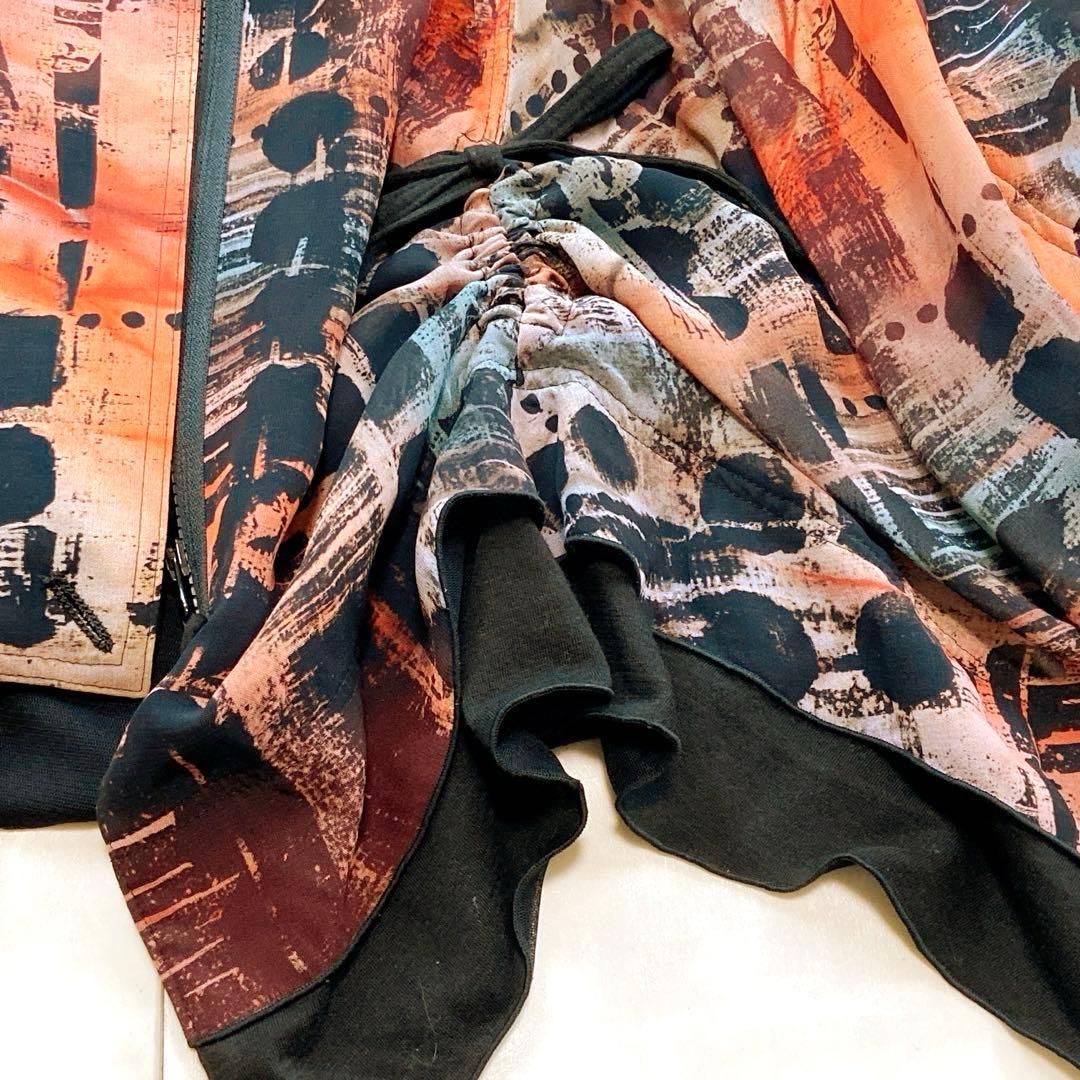 美品 エイココンドウ ロングコート ダブルジップ リボン ギャザー