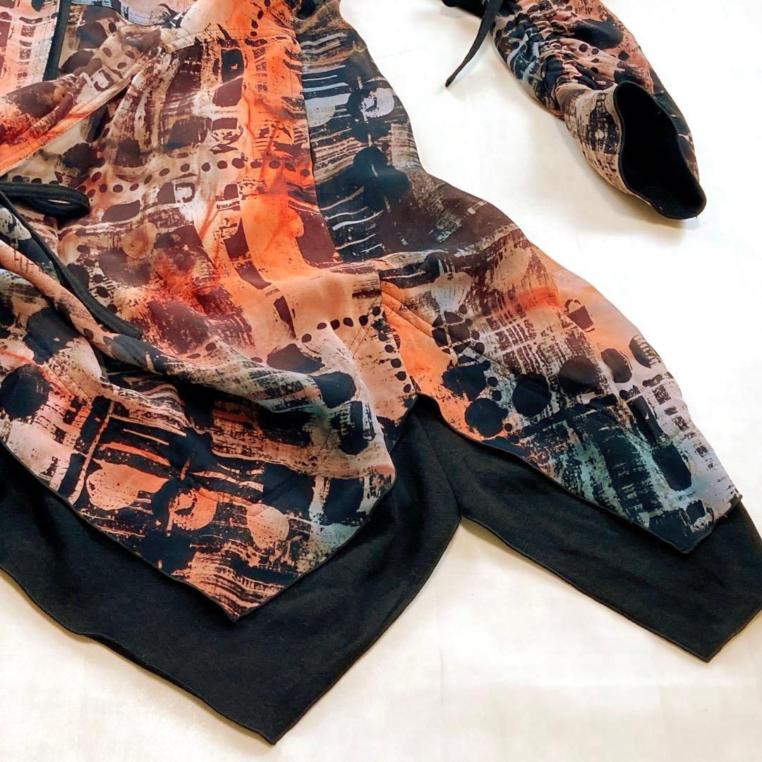 美品 エイココンドウ ロングコート ダブルジップ リボン ギャザー