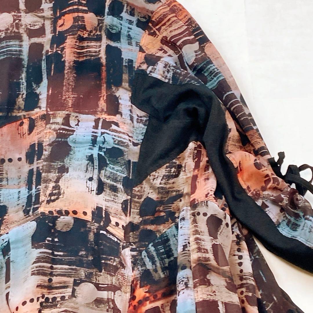 美品 エイココンドウ ロングコート ダブルジップ リボン ギャザー