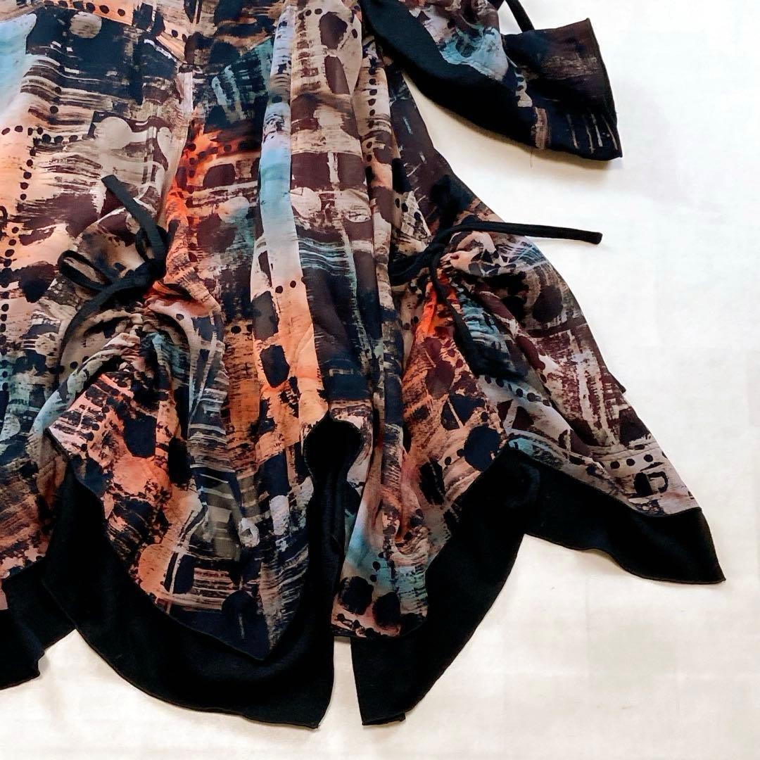 美品 エイココンドウ ロングコート ダブルジップ リボン ギャザー