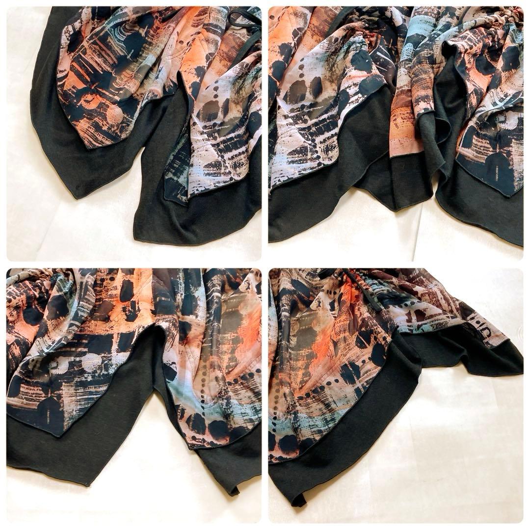 美品 エイココンドウ ロングコート ダブルジップ リボン ギャザー