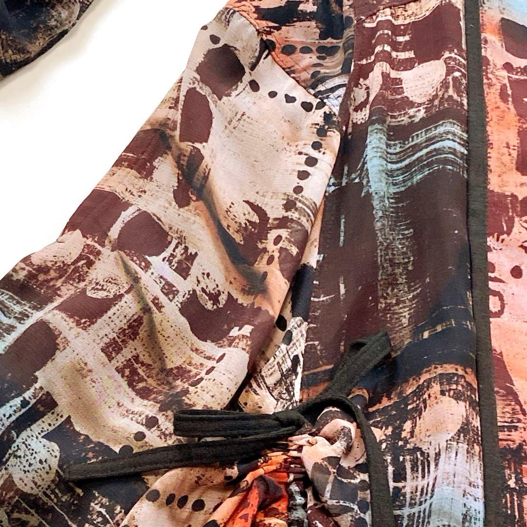 美品 エイココンドウ ロングコート ダブルジップ リボン ギャザー