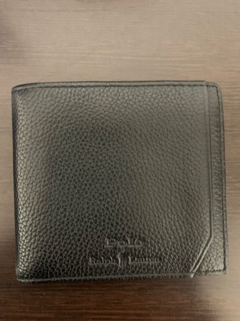 POLO RALPH LAUREN ポロラルフローレン 二つ折り財布ブラック本革