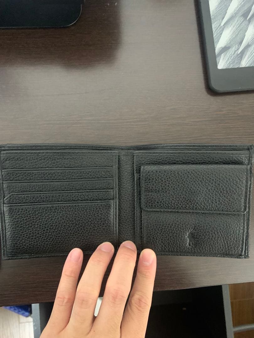 POLO RALPH LAUREN ポロラルフローレン 二つ折り財布ブラック本革