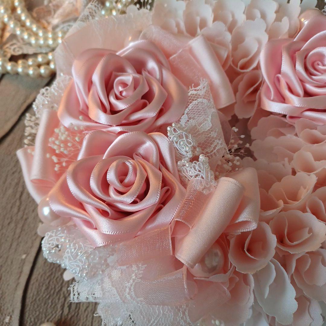 ＊モンブラン＊布リース　フラワーリース　母の日　　ファブリックリース