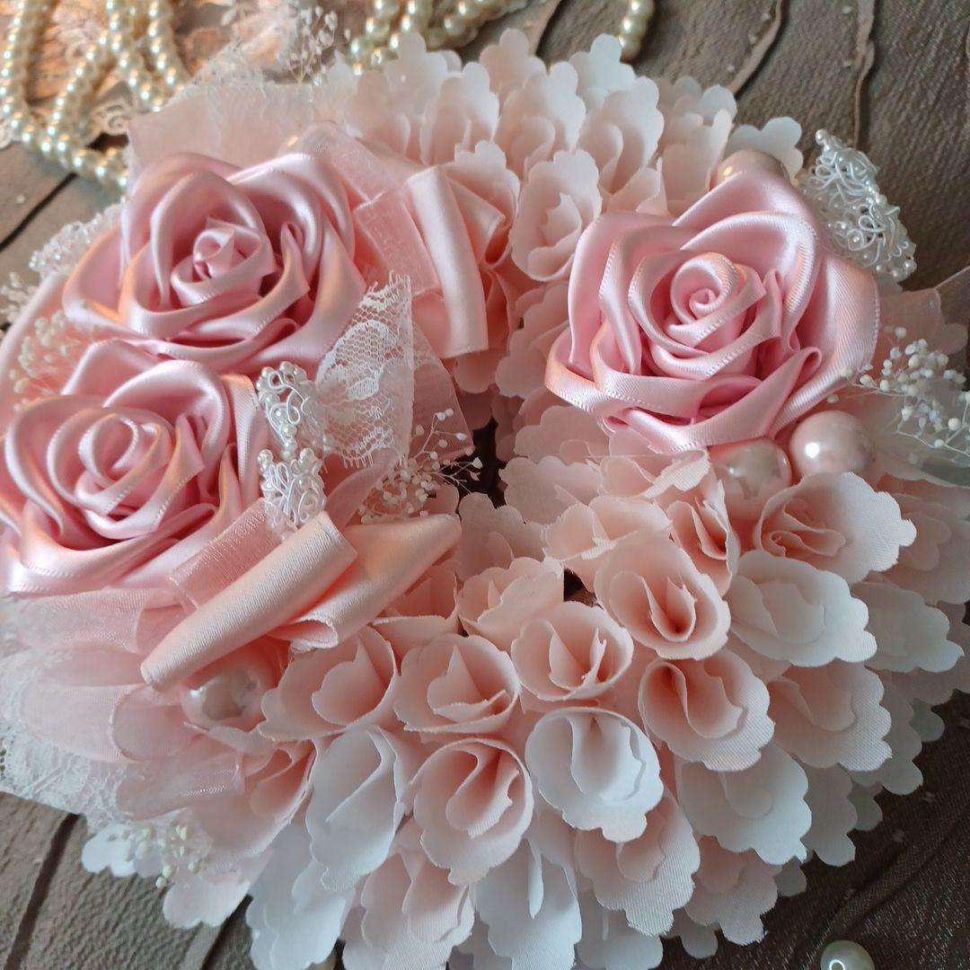 ＊モンブラン＊布リース　フラワーリース　母の日　　ファブリックリース