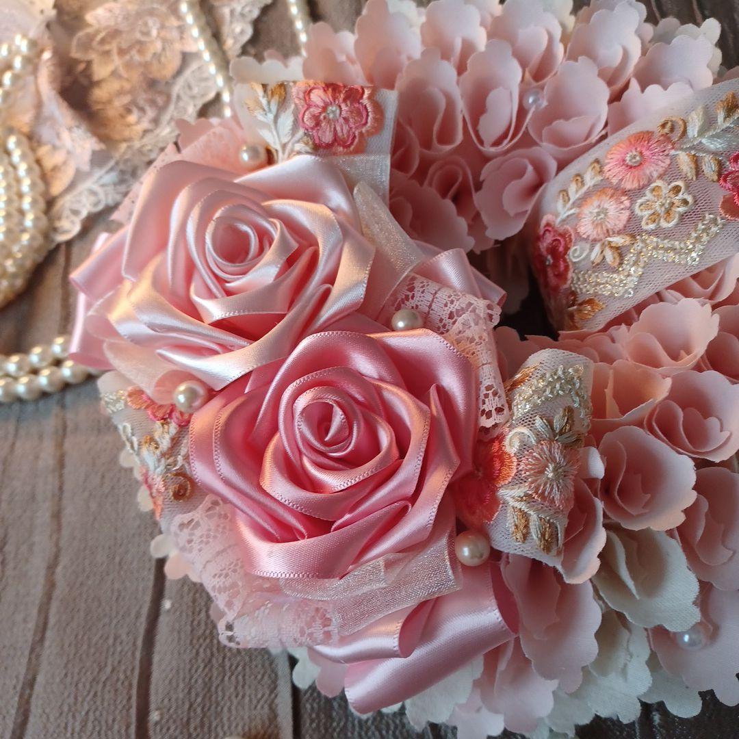 ＊モンブラン＊布リース　フラワーリース　母の日　　ファブリックリース