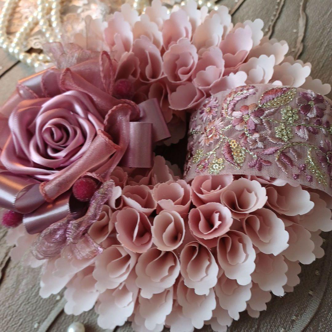 ＊モンブラン＊布リース　フラワーリース　母の日　　ファブリックリース