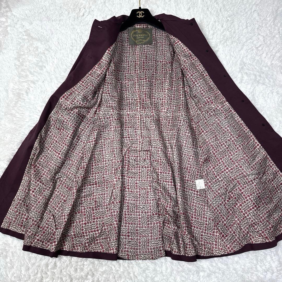 【美品】ジェーンマープル トレンチコート ライナー総柄 ボルドー Aライン