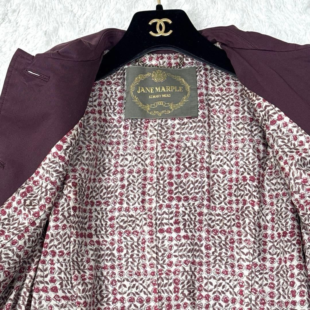 【美品】ジェーンマープル トレンチコート ライナー総柄 ボルドー Aライン
