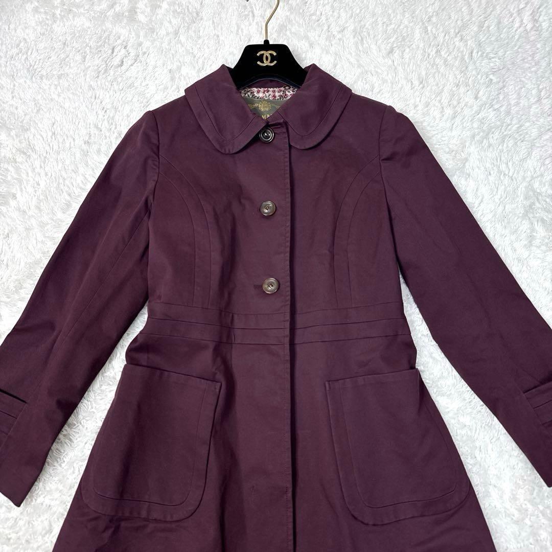 【美品】ジェーンマープル トレンチコート ライナー総柄 ボルドー Aライン