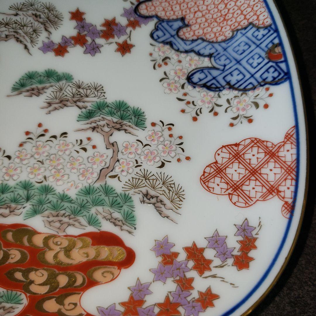 有田焼 賞美堂 其泉窯 其泉 染錦 春秋文 御皿揃 銘々皿 5枚 金彩