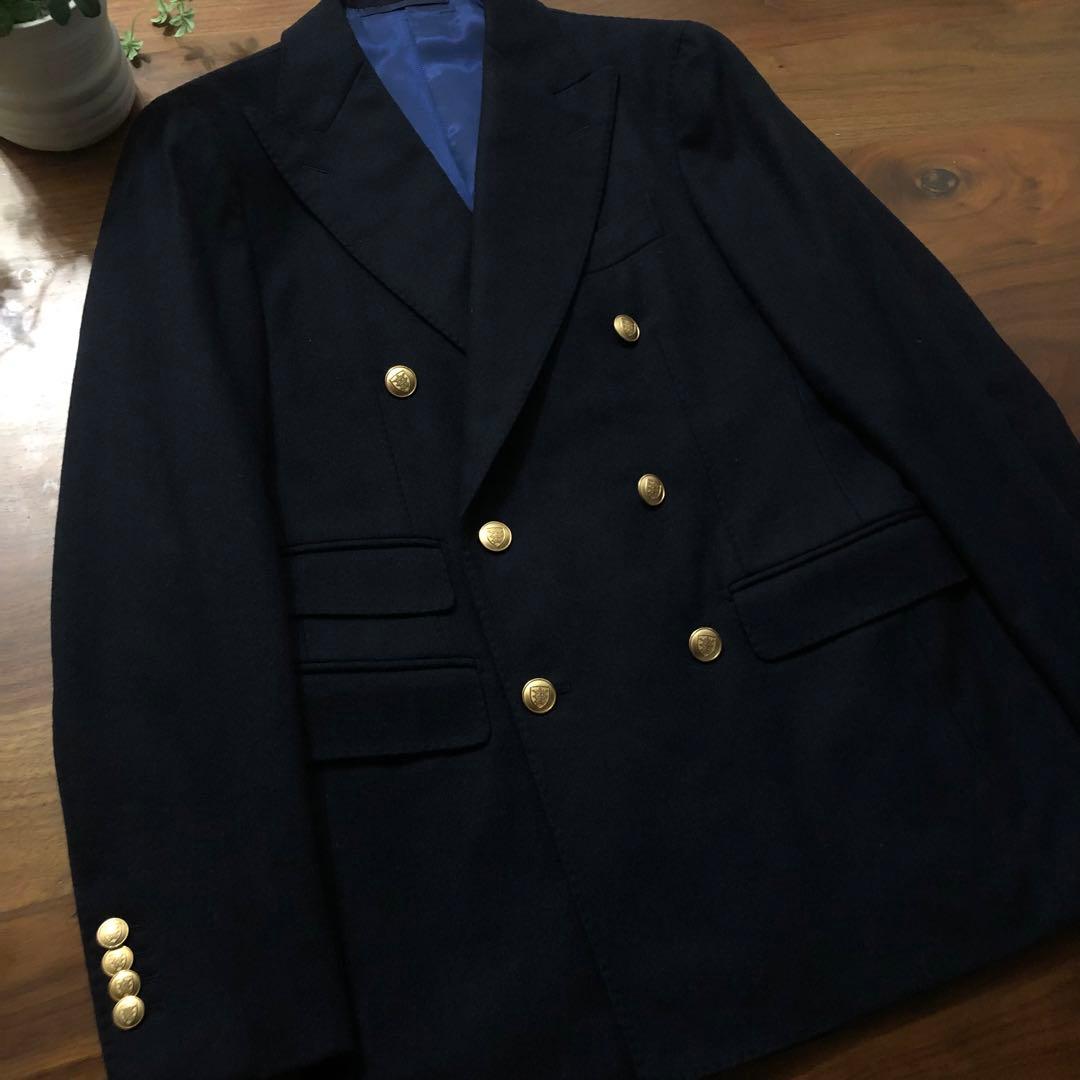 【超美品】BEAMS Fビームスエフ金ボタンネイビーダブルジャケット44秋冬