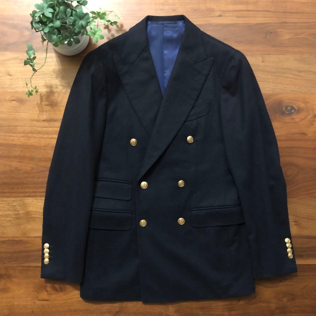 【超美品】BEAMS Fビームスエフ金ボタンネイビーダブルジャケット44秋冬
