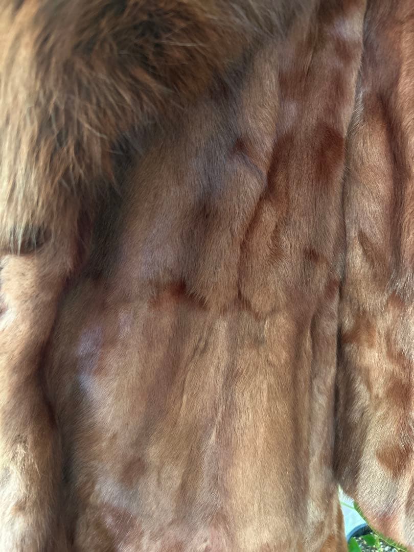 ブラウン ミンク　毛皮 ロングコート ファー襟付き