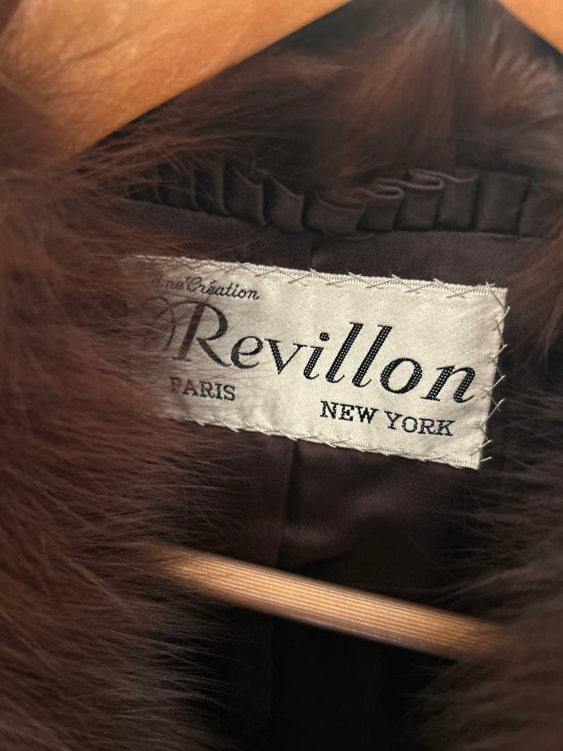 ブラウン ミンク　毛皮 ロングコート ファー襟付き